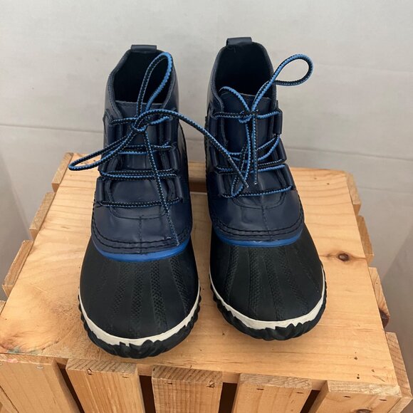 Sorel Size 6.5 Navy Blue Out N About Waterproof Leather Insulated Duck Rain Boot - Picture 4 of 13